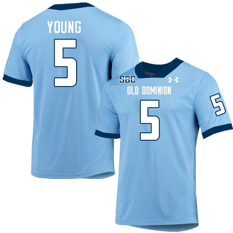 #5 Aaron Young Old Dominion Monarchs College Football Jerseys Stitched-Light Blue